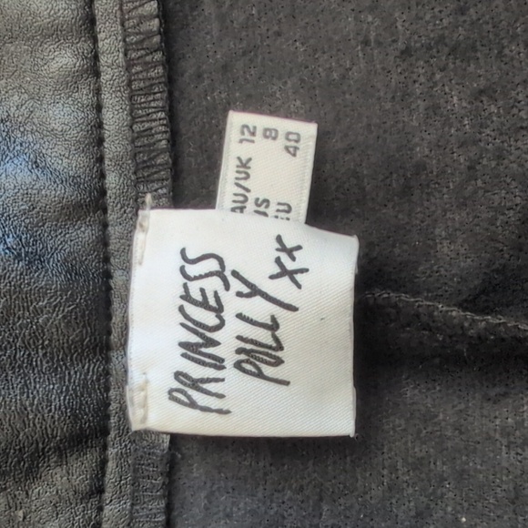 Princess Polly Womens 8 Black Faux Leather Pants Contemporary City Biker Concert - Picture 6 of 8